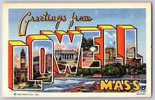 Lowell, Massachusetts MA - Large Letter - Greetings - Vintage Postcard picture