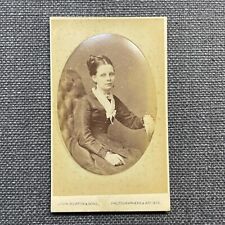 CDV Photo Antique Portrait Young Woman Fashion Dress Earrings Embossed Oval UK picture