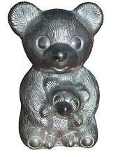 VTG Teddy Bear Piggy Bank Godinger Silver Plated Baby Grandchild Gift No Plug picture