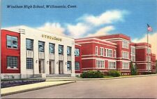 Windham High School Building Streetview Willimantic Connecticut Linen Postcard picture