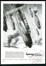 1942 Brewster Buccaneer Bermuda dive bomber plane WWII art vintage print ad picture