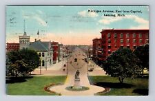 Lansing MI-Michigan, Michigan Avenue, Advertisement, Vintage c1911 Postcard picture