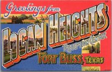 c1943 LOGAN HEIGHTS Fort Bliss Texas Large Letter Linen Postcard Army WWII 1943 picture