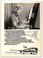 1976 Delta Airline Vtg Print Ad, Shirley White L-1011 TriStar Wide-Ride Superjet picture