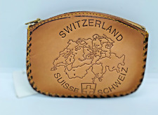 Vintage Leather Coin Purse Souvenir Switzerland Suisse Schweiz Zippered New NWT picture
