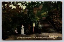 Spring At Carnegie Lake Highland Park Pittsburg PA Posted 1909 Antique Postcard picture