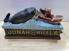 Vintage Jonah And The Whale Cast Iron Mechanical Bank Swallows Coins Works picture