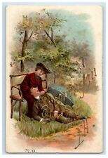 c1910's Spooning In Polo Illinois IL, Sweet Couple Embossed Antique Postcard picture