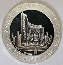 1967 The Binion's Horseshoe Hotel & Casino $5 * Sterling Silver Gaming Token picture