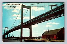 Philadelphia PA-Pennsylvania, Walt Whitman Bridge, Vintage c1961 Postcard picture