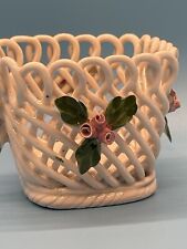 Vintage Italian Capodimonte Porcelain Reticulated Basket Fulli Mollicu Brand picture