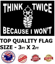 TOP QUALITY THINK TWICE FLAG 3FT X 2FT MAN CAVE GARAGE CLUB HOME WORKSHOP BEDROM picture