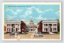 Postcard Oklahoma City OK Wesley Hospital Cars 1930s Unposted White Border picture