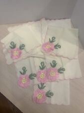 VINTAGE IVORY FLORAL EMBROIDERED NAPKINS -6 Pieces 15.5” X 15.5” picture