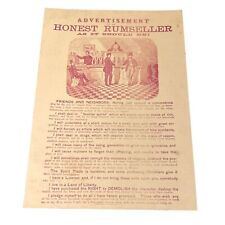 ADVERTISEMENT OF AN HONEST RUMSELLER AS IT SHOULD BE A TEMPERANCE BROADSIDE EUC picture