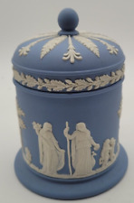 VTG Wedgwood England Jasperware Neoclassical Covered Cigarette Box Cylinder Jar picture