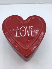 Rae Dunn Artisan Collection By Magenta Red Ceramic LOVE Heart Box With Lid picture