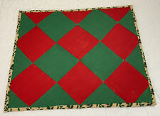 Vintage Patchwork Quilt Table Topper Or Doll Quilt, Squares, Red & Green picture