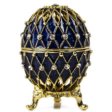 Blue Netting Faberge Egg Replica Trinket Box,Easter Gift, 7.5cm picture