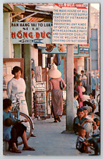 c1960s Main Street Scene Up-Country Vietnam Vintage Postcard picture