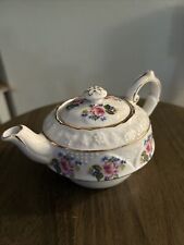 Nantucket Porcelain Mini  Teapot with Lid Pink Floral. 3” High. Pre-owned picture