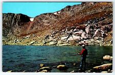 MAN FLY-FISHING SUMMIT LAKE MT. EVANS REGION COLORADO 1960's POSTCARD picture