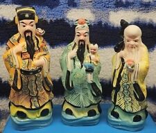Vintage Chinese 11 &12 Inch Porcelain Gods Fu, Lu, and Shou   picture