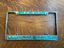 One rare Used VTG Metal Willys Jeep Wrote the Book on 4x4 License Plate Frame picture