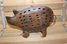 Metal Pig Shaped Candle Holder w/Hinged Door, Made in India picture