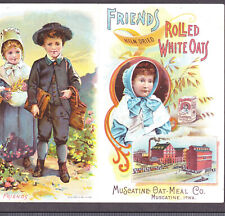 Muscatine Iowa Friends Quaker Oat Meal Flour Factory Mill Victorian Trade Card picture