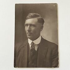 Antique Sepia Photograph Handsome Distinguished Young Man In Suit picture