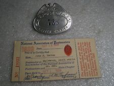 USPS History~ US Post Office Letter Carrier  Badge +Postmaster Certificate 1938 picture