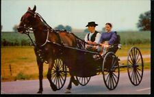 Amish Courting Buggy Dutch Country Traditional Dress Pennsylvania PA Postcard picture