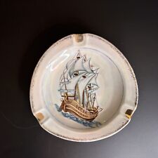 VTG Royal Crown 3948 Porcelain Luster Iridescen Sailboat Ashtray 8 x 8 picture