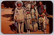 Chief Running Horse Family Indians Postcard UNP VTG Mirro Unused Vintage Chrome picture