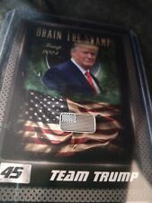 President Donald Trump Drain The Swamp Trading Card, 1 Gram .999 Silver Flag Bar picture