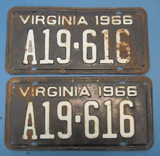 1966 Virginia License Plates Matched Pair DMV clear for registration picture