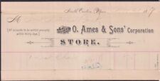 O Ames & Sons Corporation Store invoice North Easton MA 1887 desk & chair picture