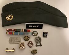 VINTAGE MILITARY PIN AND BADGE LOT W/ OLDER HAT CAP picture