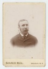Antique Circa 1880s Cabinet Card Handsome Man With Mustache Wakefield, RI picture