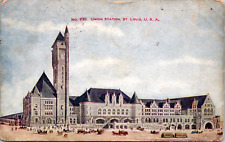 St. Louis Missouri MO Union Station Scene Horse Buggy  Vintage c. 1908 Postcard picture
