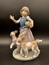 Lladro Porcelain Figurine #5761 - Out for a Romp - Girl w/ 2 Dogs - 8.25