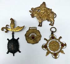 Antique 1907-1911 Lot of 4 Fraternal Masonic Shriners Badges FOB Pin Parts Boumi picture