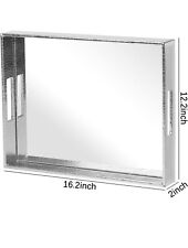 Croc print silver mirrored vanity tray set Large & small.  picture