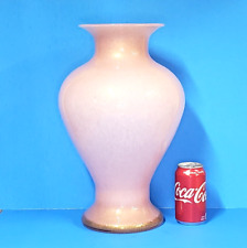 LARGE Vintage Signed Barovier Toso Pink Gold Flecks Murano Glass Vase 16.5
