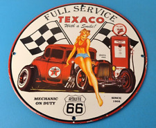 Vintage Texaco Gasoline Sign - Route 66 Gas Pump Porcelain Sign picture