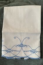 Vintage Embroidered Tea Hand Towels Blue Floral Cottagecore picture