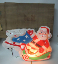 Vintage Harett Gilmar Electric Lighted Christmas Plaque - Santa Sled Reindeer picture