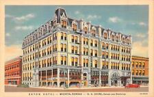 Wichita, KS Kansas EATON HOTEL~COFFEE SHOP & Street View ca1940's Linen Postcard picture