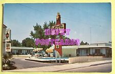 ROUTE 66 ~ SAN BERNARDINO, CA~  MOTEL 66~ SWIMMING POOL~ postcard~1950s picture